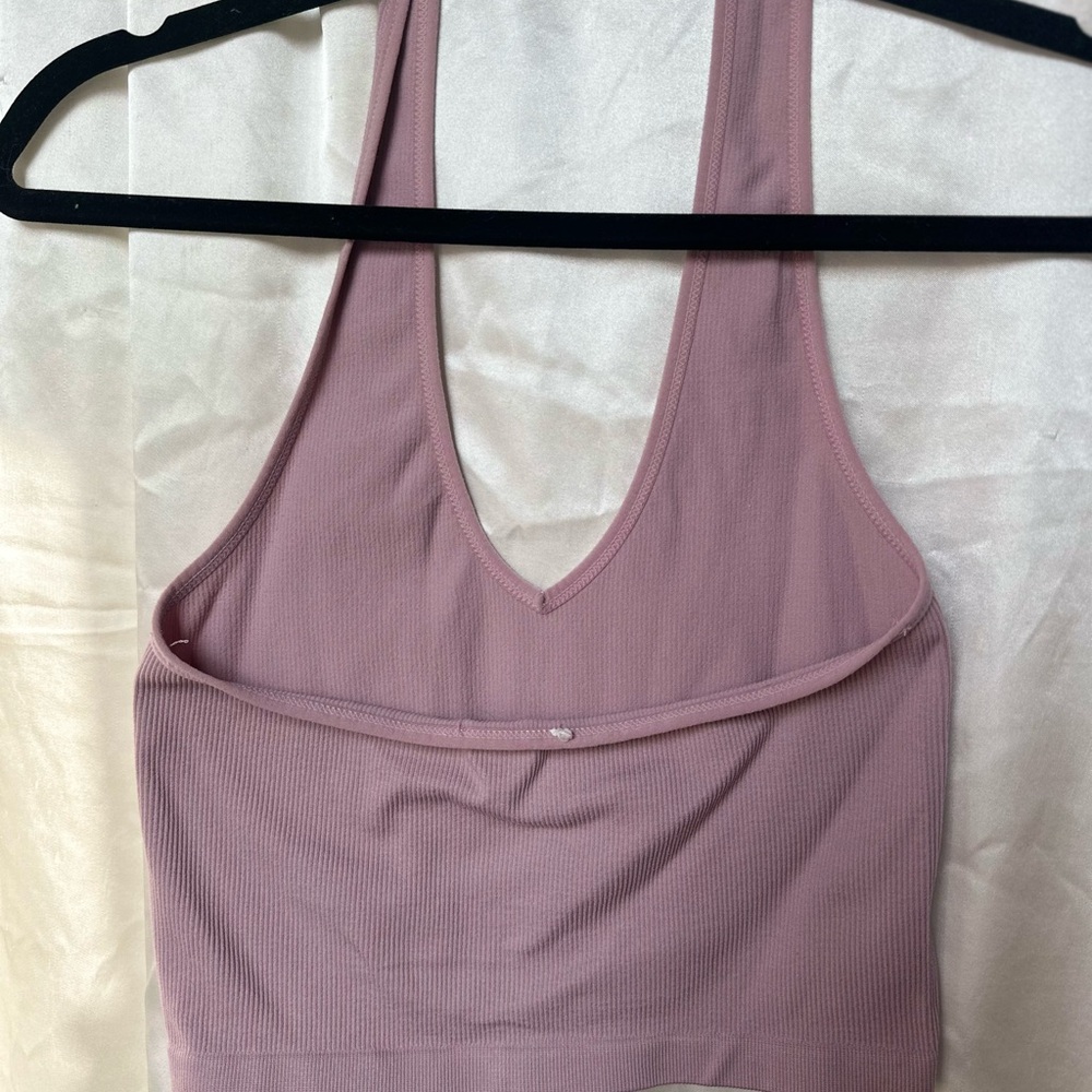 Pink Ribbed Halter Tank Top - Picture 2 of 2